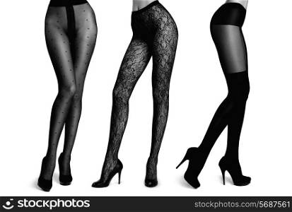 Slim female legs in pantyhose. Conceptual fashion art photo