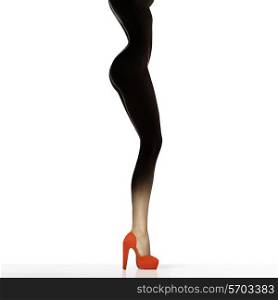 Slim female legs in red shoes isolated on white. Conceptual fashion art photo