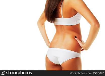 Slim perfect sexy woman body on white background