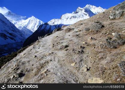 Slope of mount near Manaslu in Nepal