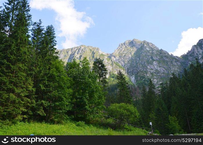 slopes of mountains and blue sky landscape