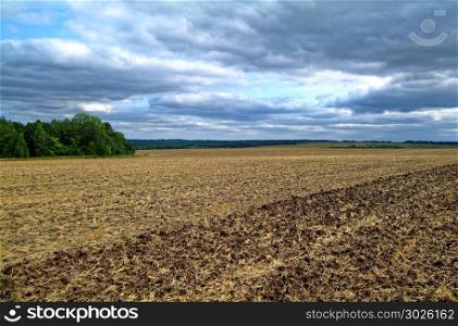 Sloping field in autumn in Russia. Sloping field in autumn in Russia, Tula region