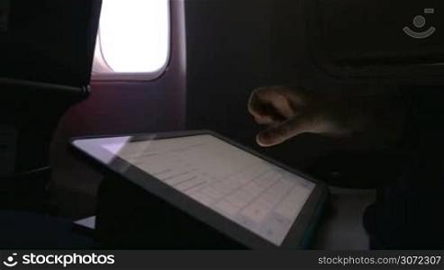 Slow motion of female hands typing on touchscreen and sending a message. Tablet PC helps to be in touch