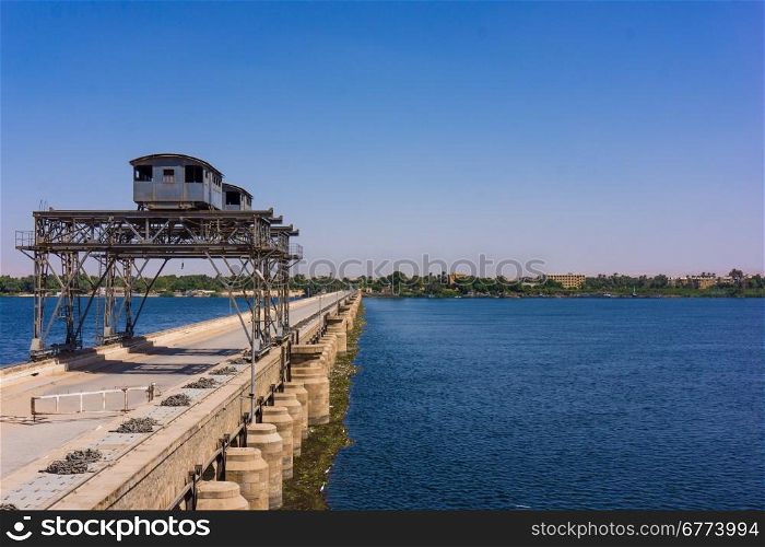 Sluice gate on the Nile river, Egypt. watergate near Esna