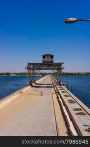 Sluice gate on the Nile river, Egypt. watergate near Esna