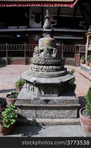 Smal stone stupa in Rudvarna Mahavihar in Patan, Nepal