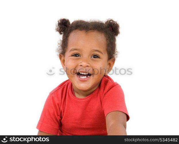 Small african baby with one year old isolated on a white background