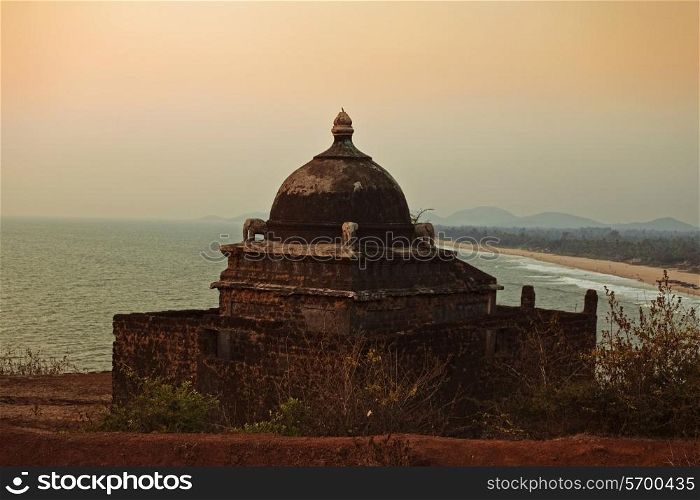 Small ancient Hindu temple by the sea. India, Gokarna