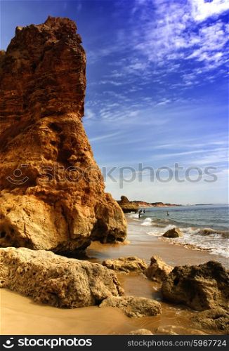 small beach at algarve in the south of portugal