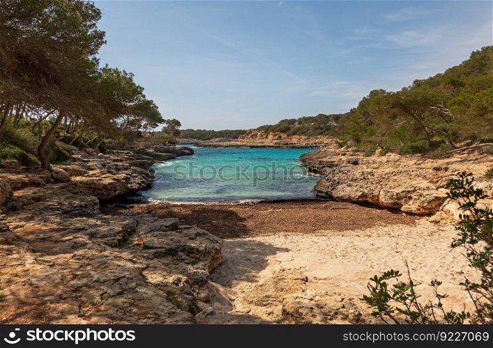 Small Beach Burgit in Mondrago Nature Park, Mallorca, Santanyi, Spain