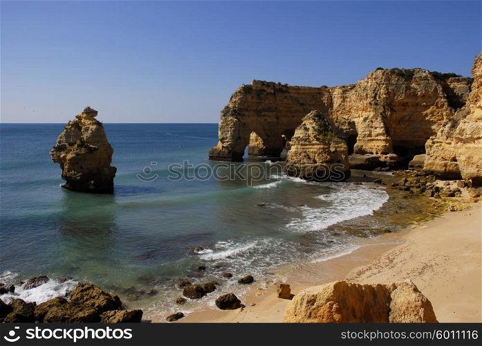 small beach in algarve, the south of portugal