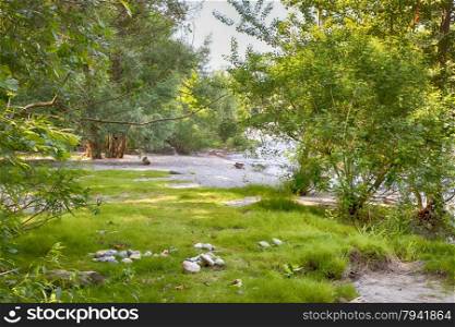 Small beach in the woods, Hdr horizontal imaga