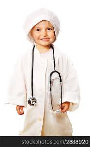 small beautiful girl playing doctor