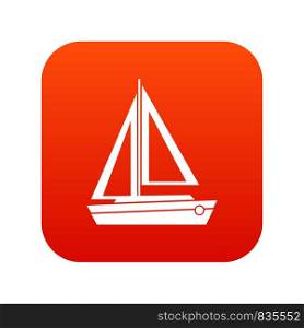 Small boat icon digital red for any design isolated on white vector illustration. Small boat icon digital red