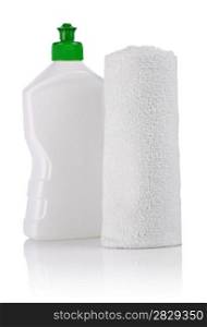 small bottle and cotton towel