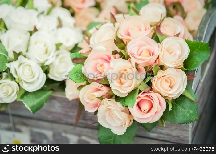 small bouquet of artificial silk roses