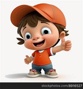 Small boy on a colorful background, funny cartoon character, school kid 3d. Generative AI