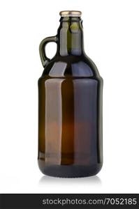 Small brown beer bottle isolated on white with clipping path