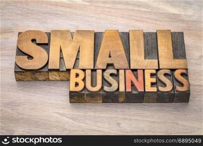 small business banner - word abstract in vintage letterpress wood type