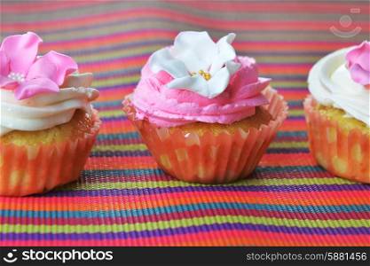 Small cakes with sweet icing