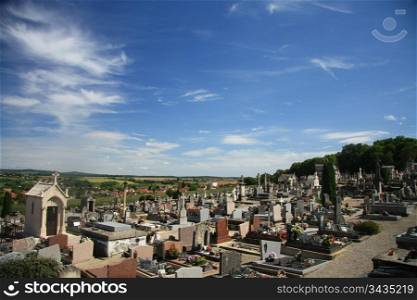 Small cemetery on the hills in Langres, France