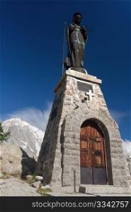 small chapel with Madonna statue in Mont Chetif, Italy