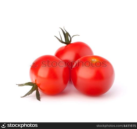 Small cherry tomato on white background close up