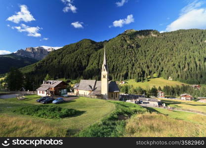 small church in Alba di Canazei, famuos small town in val di Fassa, Trentino, Italy