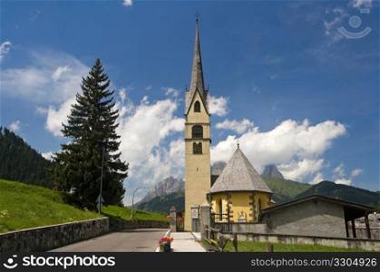 small church in Alba di Canazei, Trentino, Italy