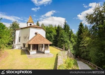 Small church of 14 century Friulian Alps, Italy.