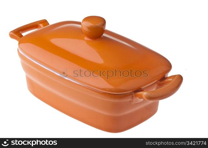 small colored ceramic pot on a white background