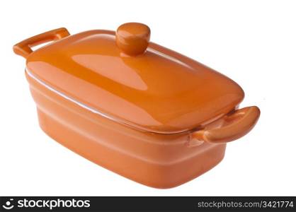 small colored ceramic pot on a white background