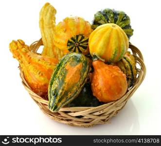 Small Colorful Gourds Collection In A Basket