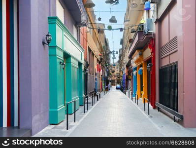 small cosy street with antique shops in Athens, Greece. Street of Athens, Greece