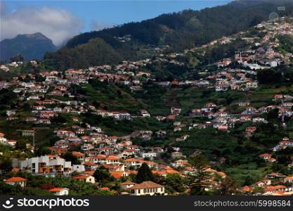 small crowded village in Madeira Island, Portugal
