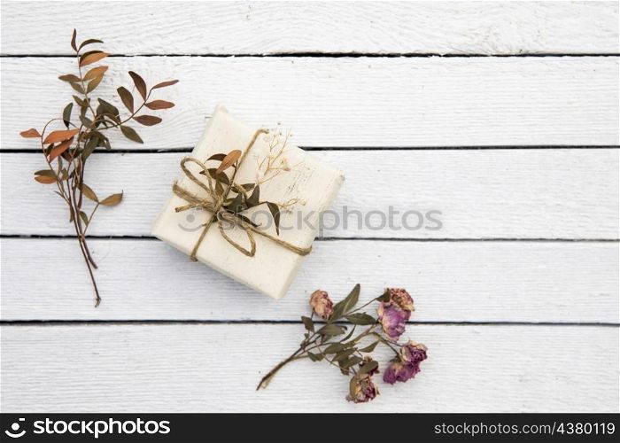 small cute gift with dried plants