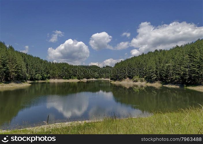 Small dam or reservoir in beautiful mountain Plana, Alino, Bulgaria