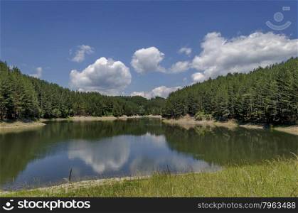 Small dam or reservoir in beautiful mountain Plana, Alino, Bulgaria