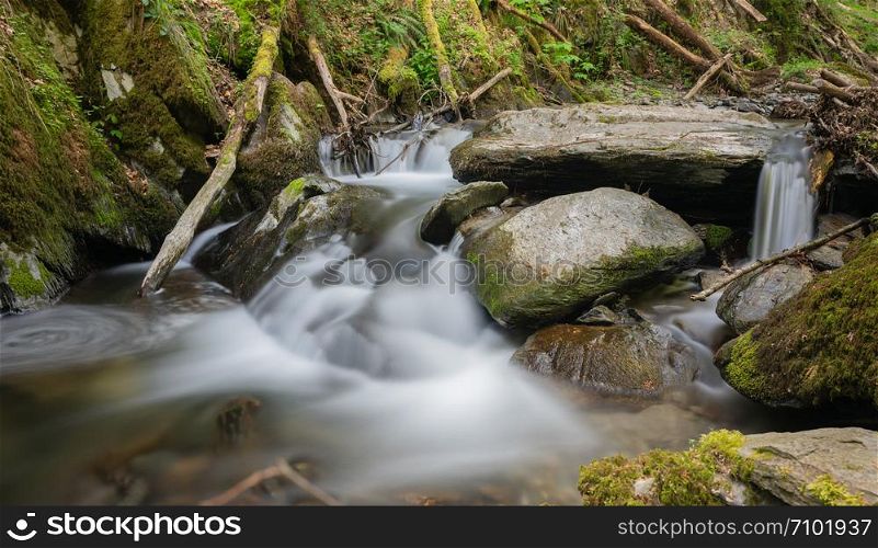 Small Endert creek in a side valley of the Moselle river close to Cochem during springtime, Germany