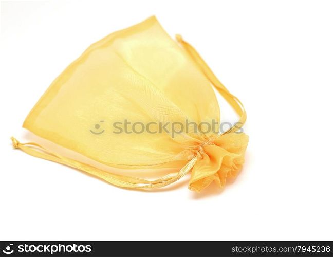 small fabric pouch isolated on white background