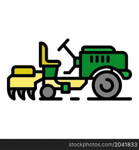 Small farm tractor icon. Outline small farm tractor vector icon color flat isolated. Small farm tractor icon color outline vector