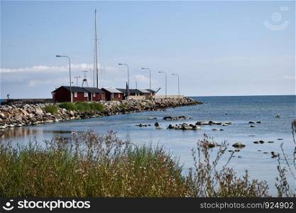 Small fishing cabins at the swedish village Boda on the island Oland in the Baltic Sea