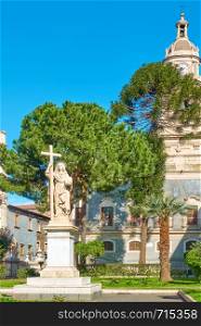 Small garden near Saint Agatha Cathedral of Catania, Sicily, Italy