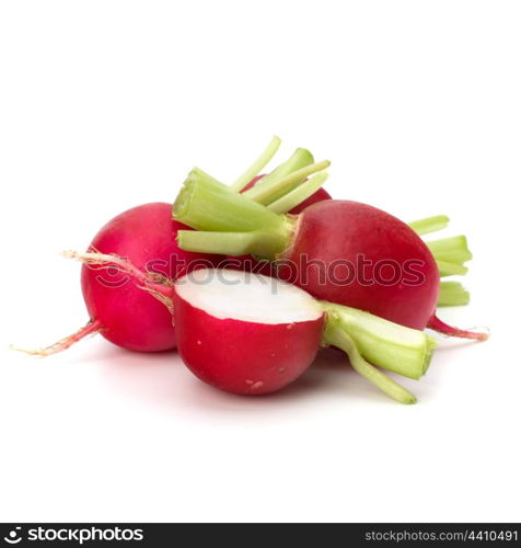 Small garden radish isolated on white background