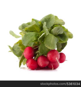 Small garden radish with leaves isolated on white background cutout