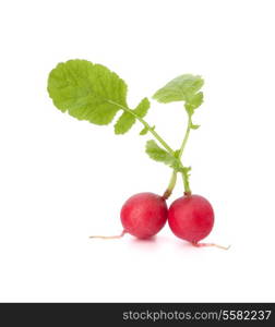 Small garden radish with leaves isolated on white background cutout