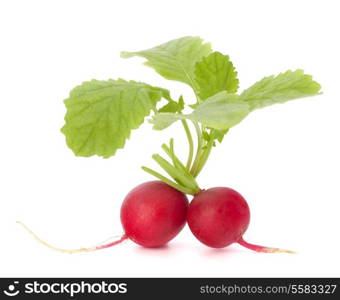 Small garden radish with leaves isolated on white background cutout