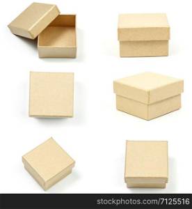small gift boxes made of biodegradable cardboard on a white isolated background
