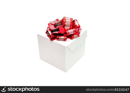 small gift with red ribbon isolated over white background