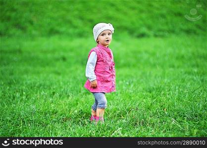 small girl having fun in the park